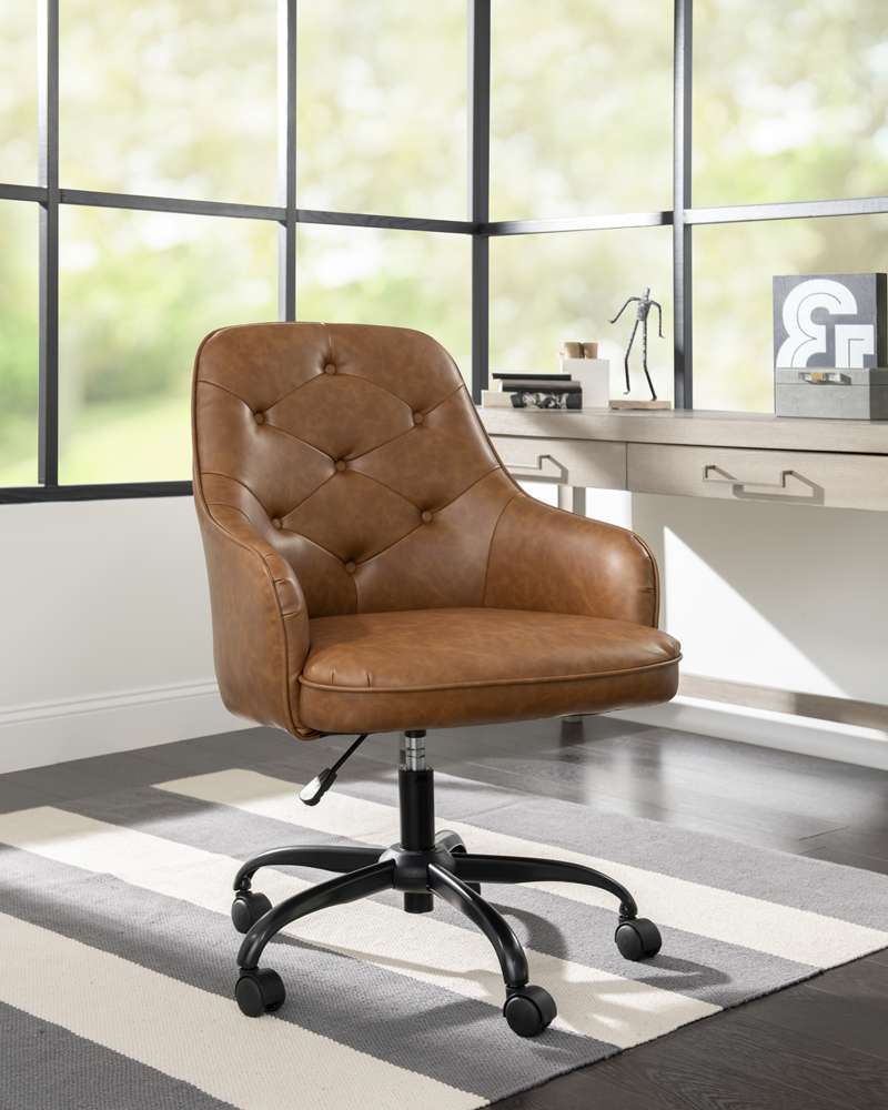 Home Furniture Outfitters - Sawyer Cognac Tufted Task Chair - HF2150-525-5 veiw 2