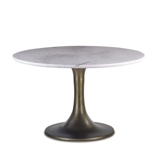 World Interiors - Palm Desert Natural Brown Marble Dining Table with Brushed Steel Tulip Base - ZWPDSTTULBRW veiw 1