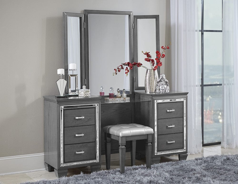 Homelegance  - Allura Vanity Stool in Gray - 1916GY-14  view 2
