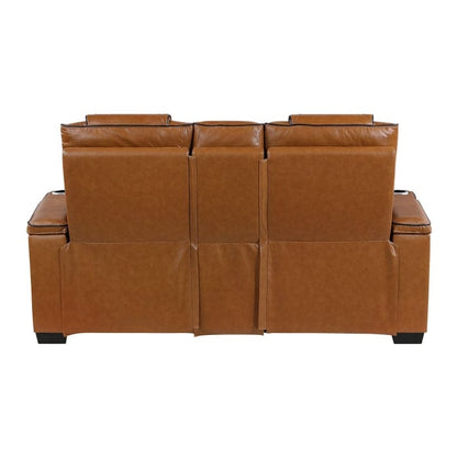 Homelegance  - Apex Power Double Reclining Love Seat W/ Center Console, Power Headrests, Storage Arms W/ Cup Holders, Wireless charger, Air Massage and Heat, LED Lighting and Charging Ports in Brown - 8449BR-2PWHM view 2