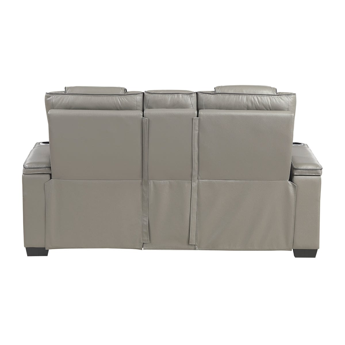 Homelegance  - Apex Power Double Reclining Love Seat W/ Center Console, Power Headrests, Storage Arms W/ Cup Holders, Wireless charger, Air Massage and Heat, LED Lighting and Charging Ports in Gray - 8449GY-2PWHM view 2
