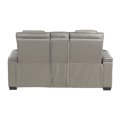 Homelegance  - Apex Power Double Reclining Love Seat W/ Center Console, Power Headrests, Storage Arms W/ Cup Holders, Wireless charger, Air Massage and Heat, LED Lighting and Charging Ports in Gray - 8449GY-2PWHM view 2