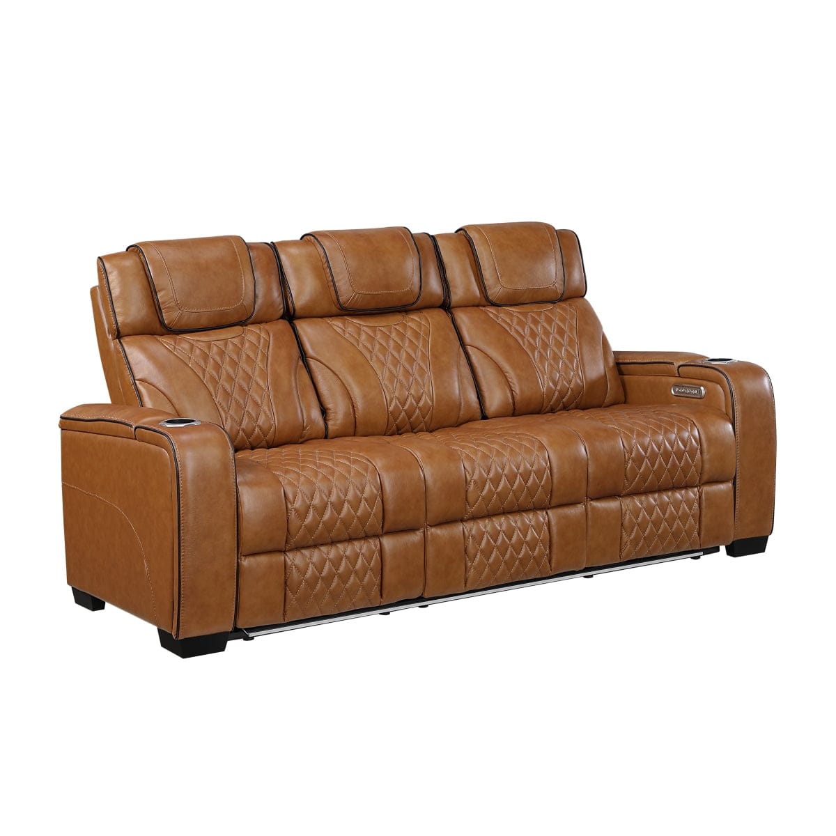 Homelegance  - Apex Power Double Reclining Sofa W/ Center Drop-Down Cup Holders, Power Headrests, Storage Arms W/ Cup holders, Reading Lights, Wireless Charger, Air Massage and Heat, LED Lighting and Charging Ports in Brown - 8449BR-3PWHM view 1