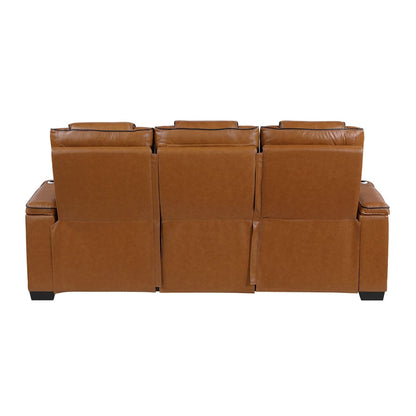 Homelegance  - Apex Power Double Reclining Sofa W/ Center Drop-Down Cup Holders, Power Headrests, Storage Arms W/ Cup holders, Reading Lights, Wireless Charger, Air Massage and Heat, LED Lighting and Charging Ports in Brown - 8449BR-3PWHM view 2