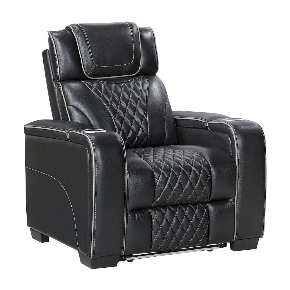 Homelegance  - Apex Power Reclining Chair W/ Power Headrest, Storage Arms W/ Cup Holders, Air Massage and Heat, LED Lighting and Charging Ports in Black - 8449BK-1PWHM  view 1