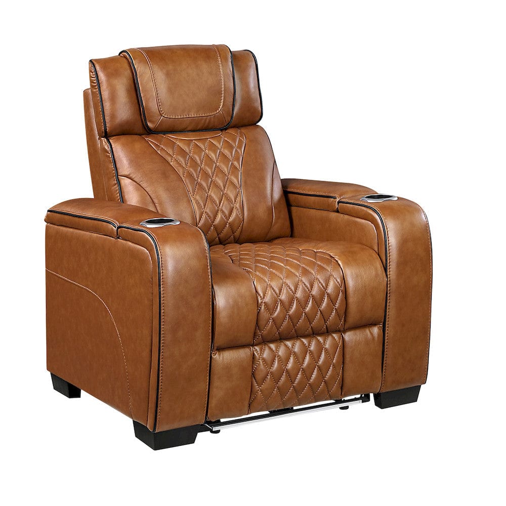 Homelegance  - Apex Power Reclining Chair W/ Power Headrest, Storage Arms W/ Cup Holders, Air Massage and Heat, LED Lighting and Charging Ports in Brown - 8449BR-1PWHM  view 1