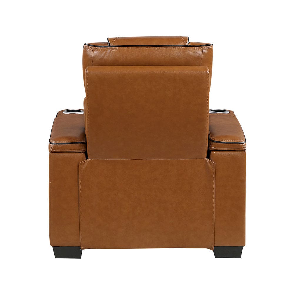Homelegance  - Apex Power Reclining Chair W/ Power Headrest, Storage Arms W/ Cup Holders, Air Massage and Heat, LED Lighting and Charging Ports in Brown - 8449BR-1PWHM  view 2