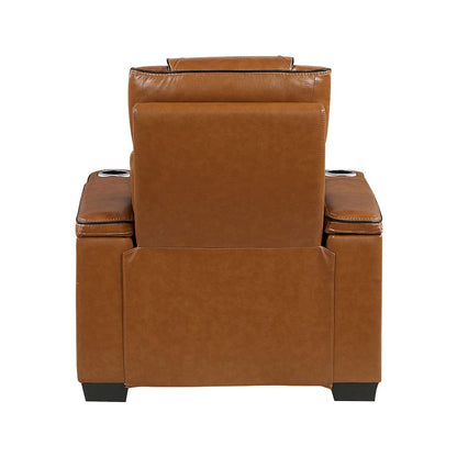 Homelegance  - Apex Power Reclining Chair W/ Power Headrest, Storage Arms W/ Cup Holders, Air Massage and Heat, LED Lighting and Charging Ports in Brown - 8449BR-1PWHM  view 2
