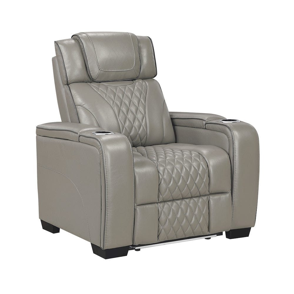 Homelegance  - Apex Power Reclining Chair W/ Power Headrest, Storage Arms W/ Cup Holders, Air Massage and Heat, LED Lighting and Charging Ports in Gray - 8449GY-1PWHM  view 1