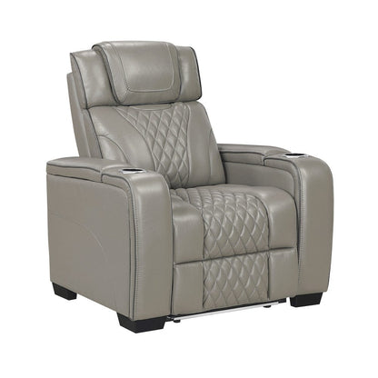 Homelegance  - Apex Power Reclining Chair W/ Power Headrest, Storage Arms W/ Cup Holders, Air Massage and Heat, LED Lighting and Charging Ports in Gray - 8449GY-1PWHM  view 1