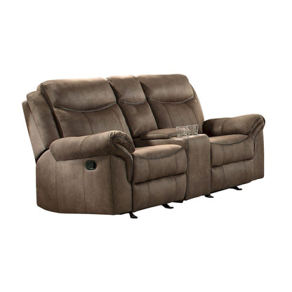 Homelegance  - Aram Double Glider Reclining Love Seat W/ Center Console, Receptacles and USB Ports in Brown - 8206NF-2  view 1