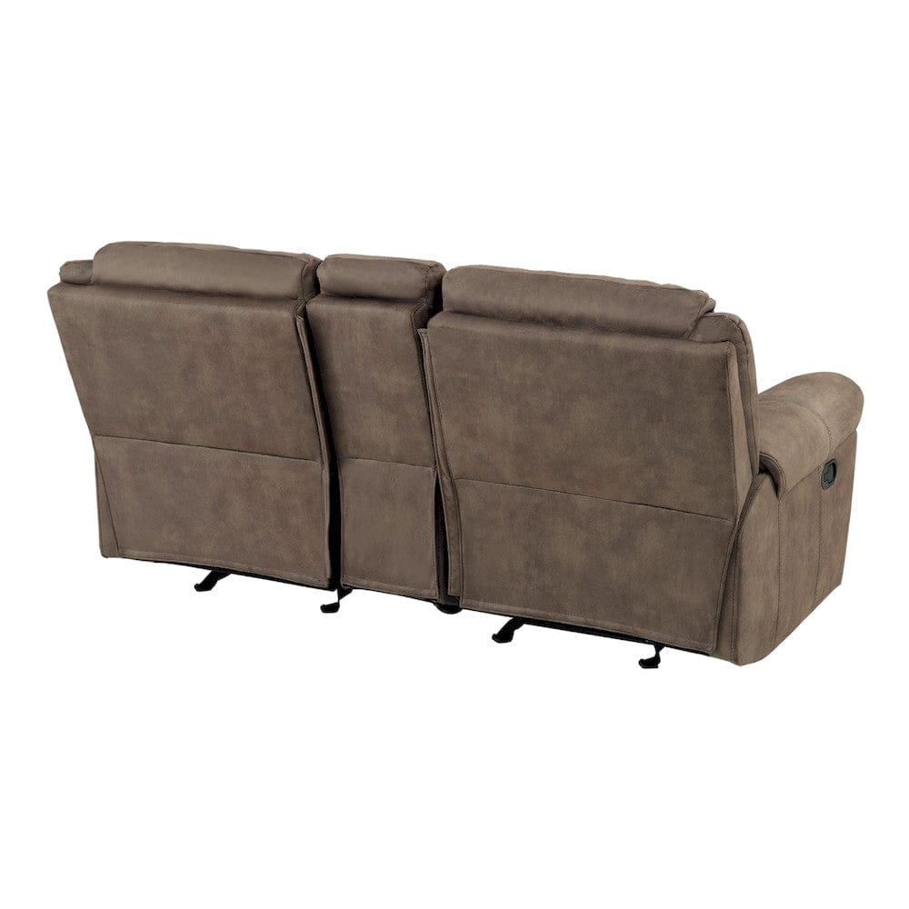 Homelegance  - Aram Double Glider Reclining Love Seat W/ Center Console, Receptacles and USB Ports in Brown - 8206NF-2  view 2