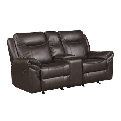 Homelegance  - Aram Double Glider Reclining Love Seat W/ Center Console, Receptacles and USB Ports in Dark brown - 8206BRW-2  view 1
