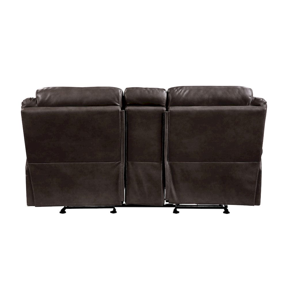 Homelegance  - Aram Double Glider Reclining Love Seat W/ Center Console, Receptacles and USB Ports in Dark brown - 8206BRW-2  view 2