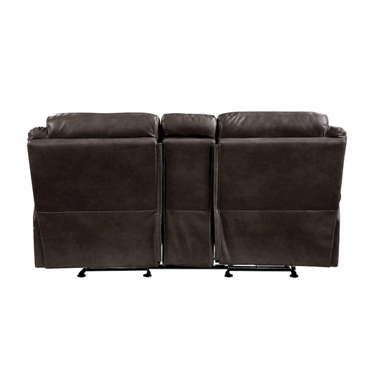 Homelegance  - Aram Double Glider Reclining Love Seat W/ Center Console, Receptacles and USB Ports in Dark brown - 8206BRW-2  view 2