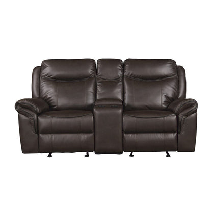Homelegance  - Aram Double Glider Reclining Love Seat W/ Center Console, Receptacles and USB Ports in Dark brown - 8206BRW-2  view 4