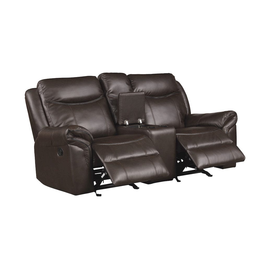 Homelegance  - Aram Double Glider Reclining Love Seat W/ Center Console, Receptacles and USB Ports in Dark brown - 8206BRW-2  view 5