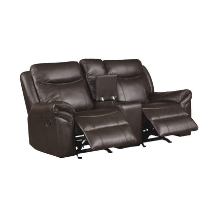 Homelegance  - Aram Double Glider Reclining Love Seat W/ Center Console, Receptacles and USB Ports in Dark brown - 8206BRW-2  view 5