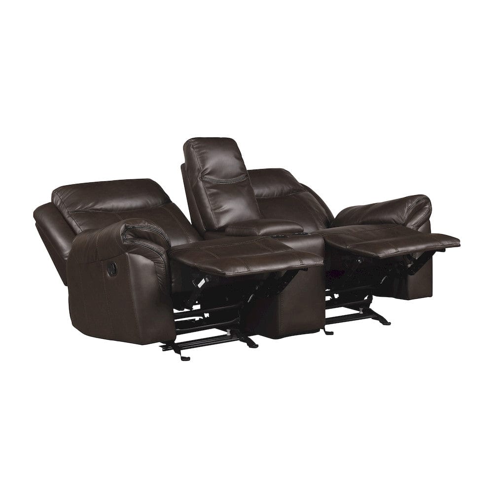 Homelegance  - Aram Double Glider Reclining Love Seat W/ Center Console, Receptacles and USB Ports in Dark brown - 8206BRW-2  view 6