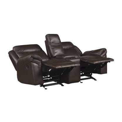 Homelegance  - Aram Double Glider Reclining Love Seat W/ Center Console, Receptacles and USB Ports in Dark brown - 8206BRW-2  view 6