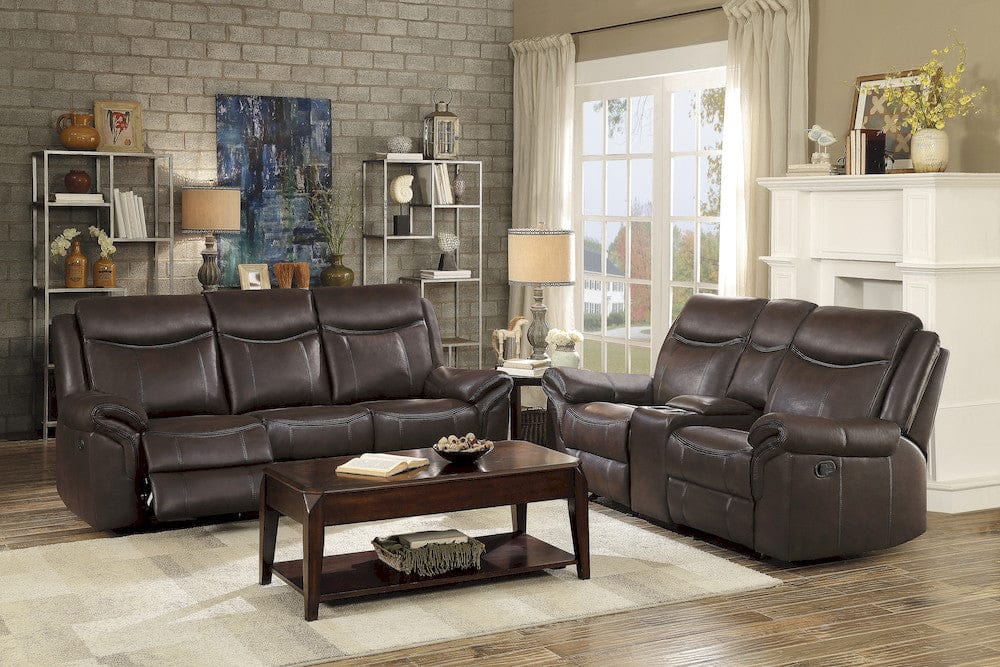 Homelegance  - Aram Double Glider Reclining Love Seat W/ Center Console, Receptacles and USB Ports in Dark brown - 8206BRW-2  view 8