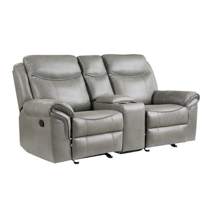 Homelegance  - Aram Double Glider Reclining Love Seat W/ Center Console, Receptacles and USB Ports in Gray - 8206GRY-2  view 1