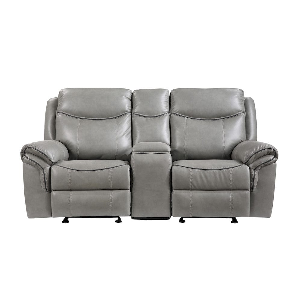 Homelegance  - Aram Double Glider Reclining Love Seat W/ Center Console, Receptacles and USB Ports in Gray - 8206GRY-2  view 7