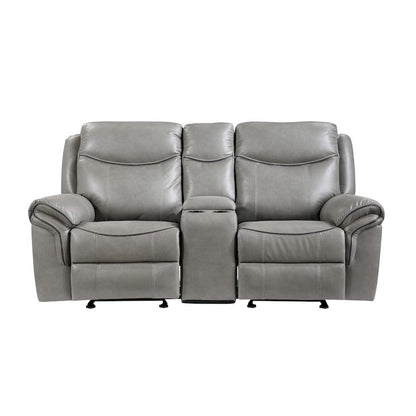 Homelegance  - Aram Double Glider Reclining Love Seat W/ Center Console, Receptacles and USB Ports in Gray - 8206GRY-2  view 7