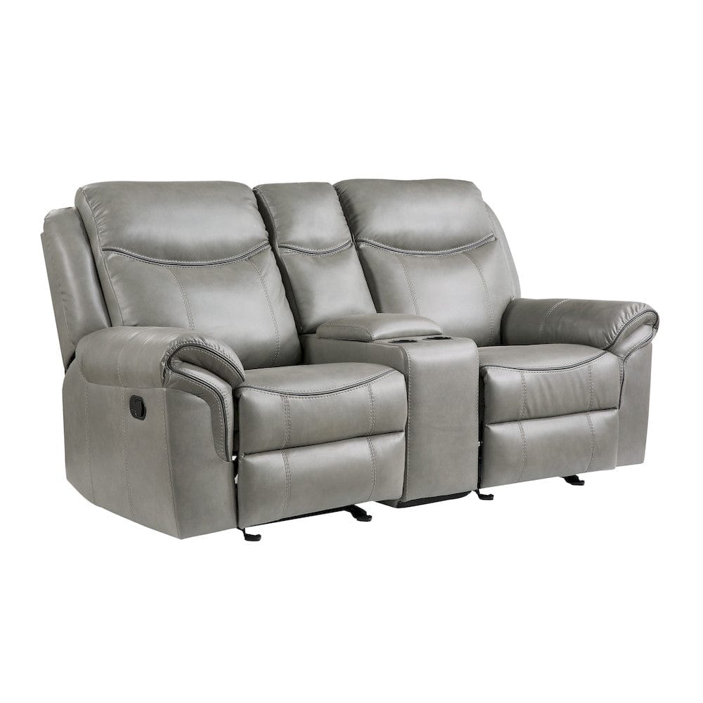 Homelegance  - Aram Double Glider Reclining Love Seat W/ Center Console, Receptacles and USB Ports in Gray - 8206GRY-2  view 9