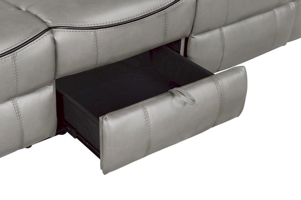 Homelegance  - Aram Double Glider Reclining Love Seat W/ Center Console, Receptacles and USB Ports in Gray - 8206GRY-2  view 11