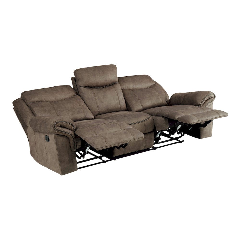 Homelegance  - Aram Double Reclining Sofa W/ Center Drop-Down Cup Holders, Receptacles, Hidden Drawer and USB Ports in Brown - 8206NF-3  view 1