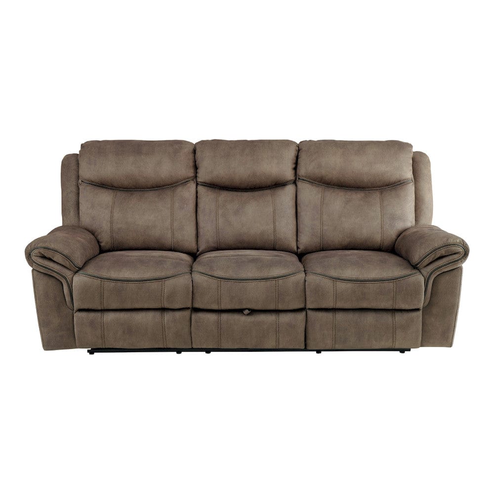 Homelegance  - Aram Double Reclining Sofa W/ Center Drop-Down Cup Holders, Receptacles, Hidden Drawer and USB Ports in Brown - 8206NF-3  view 6