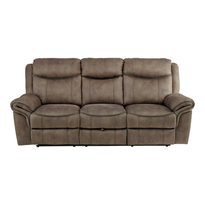 Homelegance  - Aram Double Reclining Sofa W/ Center Drop-Down Cup Holders, Receptacles, Hidden Drawer and USB Ports in Brown - 8206NF-3  view 6