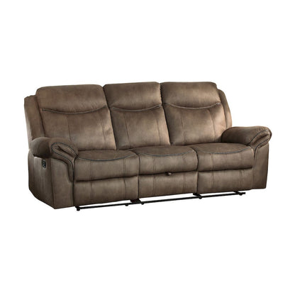 Homelegance  - Aram Double Reclining Sofa W/ Center Drop-Down Cup Holders, Receptacles, Hidden Drawer and USB Ports in Brown - 8206NF-3  view 7