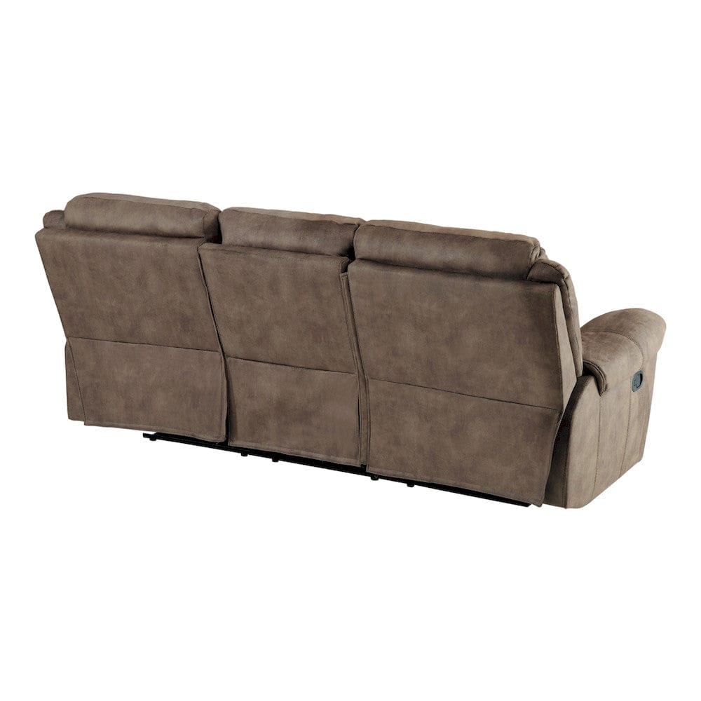 Homelegance  - Aram Double Reclining Sofa W/ Center Drop-Down Cup Holders, Receptacles, Hidden Drawer and USB Ports in Brown - 8206NF-3  view 8