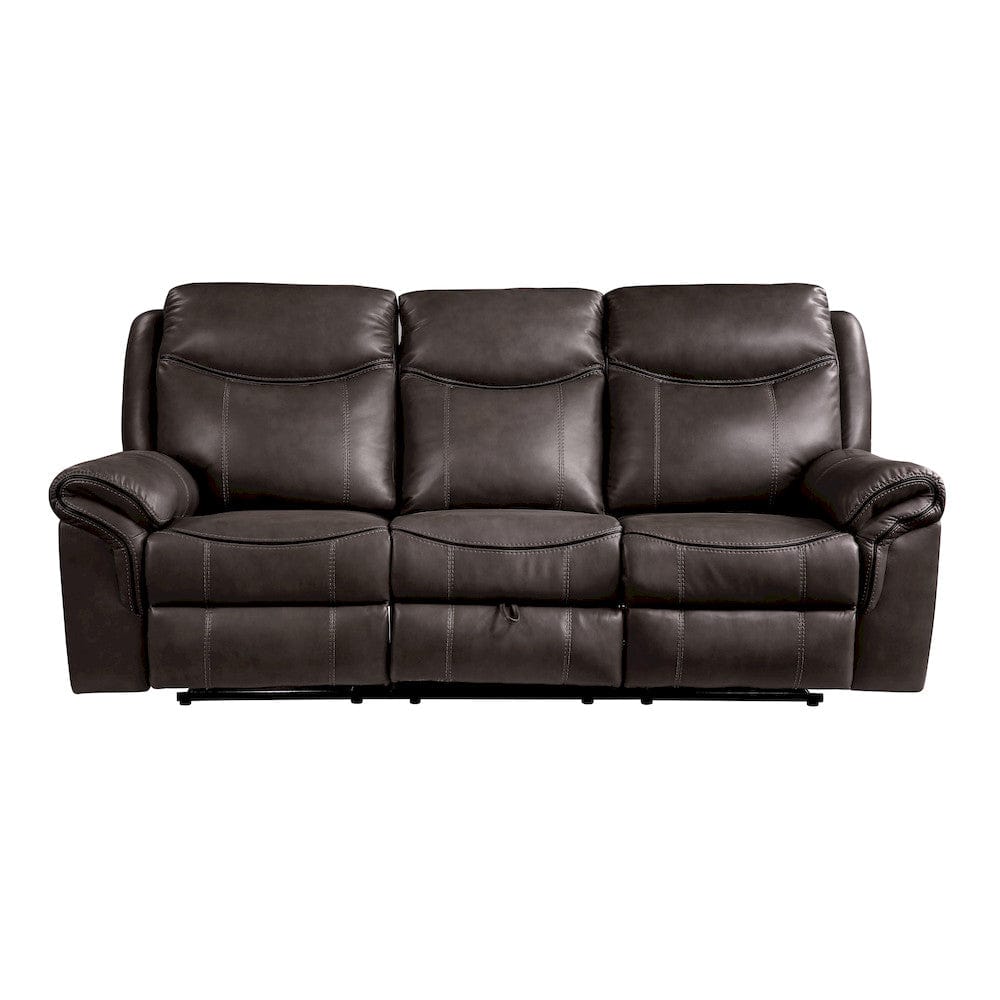 Homelegance  - Aram Double Reclining Sofa W/ Center Drop-Down Cup Holders, Receptacles, Hidden Drawer and USB Ports in Dark brown - 8206BRW-3  view 1