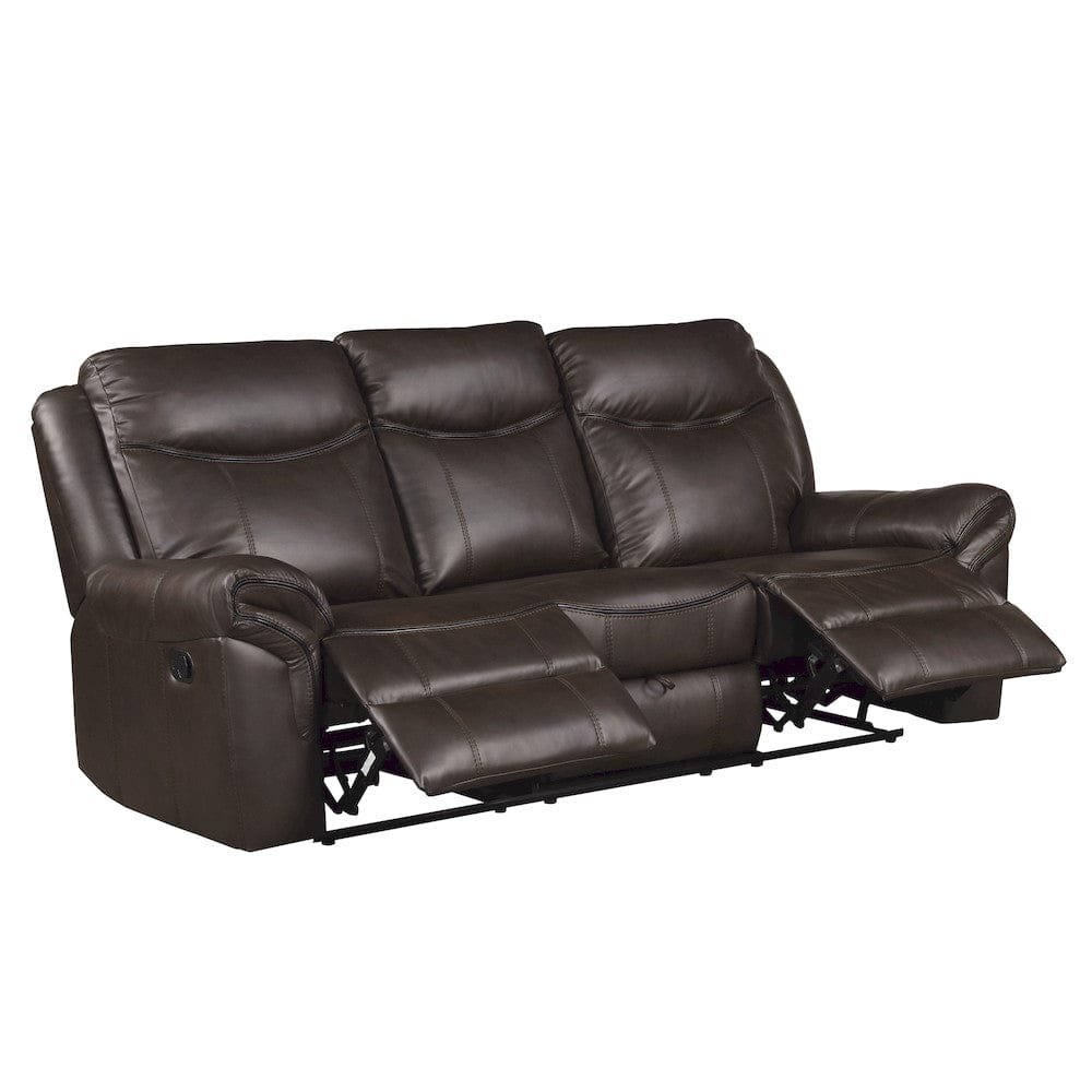 Homelegance  - Aram Double Reclining Sofa W/ Center Drop-Down Cup Holders, Receptacles, Hidden Drawer and USB Ports in Dark brown - 8206BRW-3  view 2