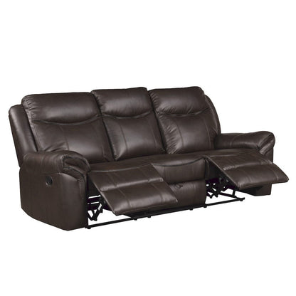 Homelegance  - Aram Double Reclining Sofa W/ Center Drop-Down Cup Holders, Receptacles, Hidden Drawer and USB Ports in Dark brown - 8206BRW-3  view 2