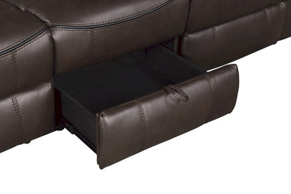 Homelegance  - Aram Double Reclining Sofa W/ Center Drop-Down Cup Holders, Receptacles, Hidden Drawer and USB Ports in Dark brown - 8206BRW-3  view 5