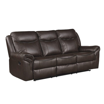 Homelegance  - Aram Double Reclining Sofa W/ Center Drop-Down Cup Holders, Receptacles, Hidden Drawer and USB Ports in Dark brown - 8206BRW-3  view 10