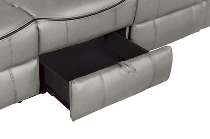 Homelegance  - Aram Double Reclining Sofa W/ Center Drop-Down Cup Holders, Receptacles, Hidden Drawer and USB Ports in Gray - 8206GRY-3  view 3