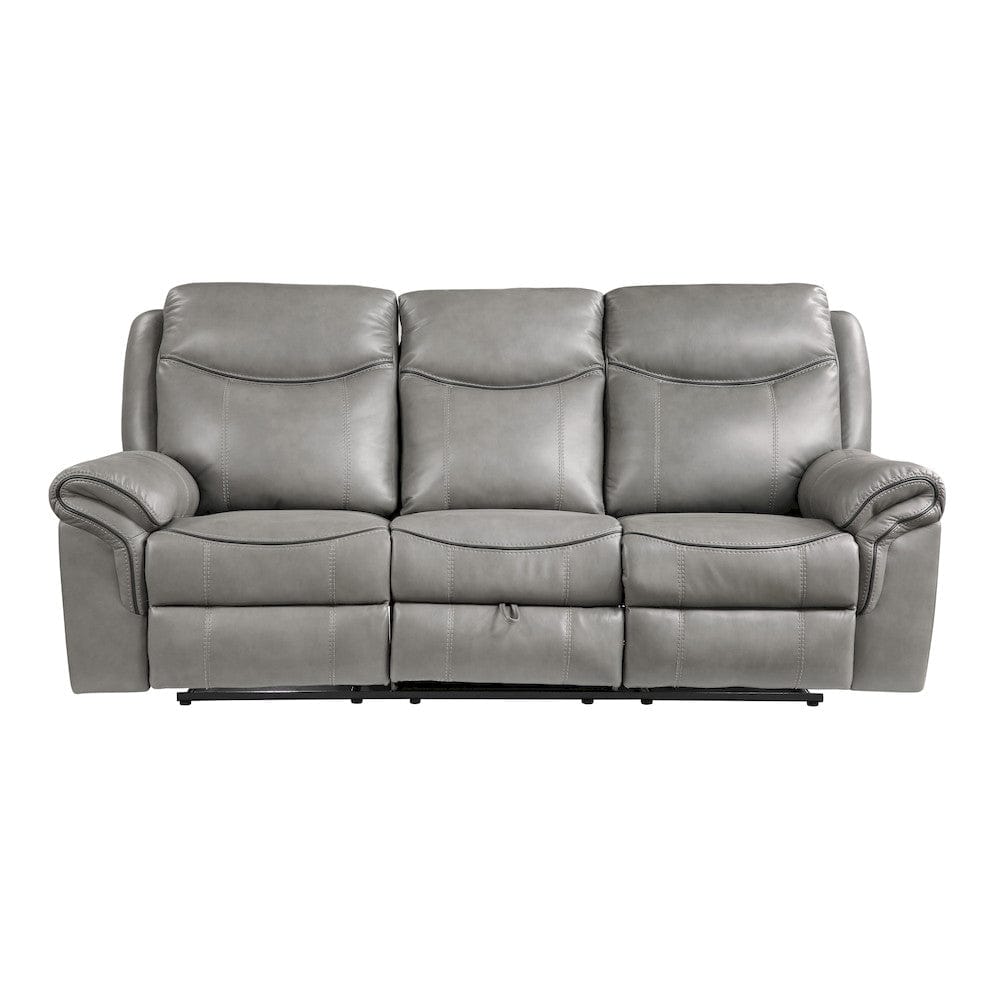 Homelegance  - Aram Double Reclining Sofa W/ Center Drop-Down Cup Holders, Receptacles, Hidden Drawer and USB Ports in Gray - 8206GRY-3  view 4