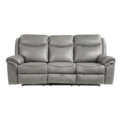 Homelegance  - Aram Double Reclining Sofa W/ Center Drop-Down Cup Holders, Receptacles, Hidden Drawer and USB Ports in Gray - 8206GRY-3  view 4