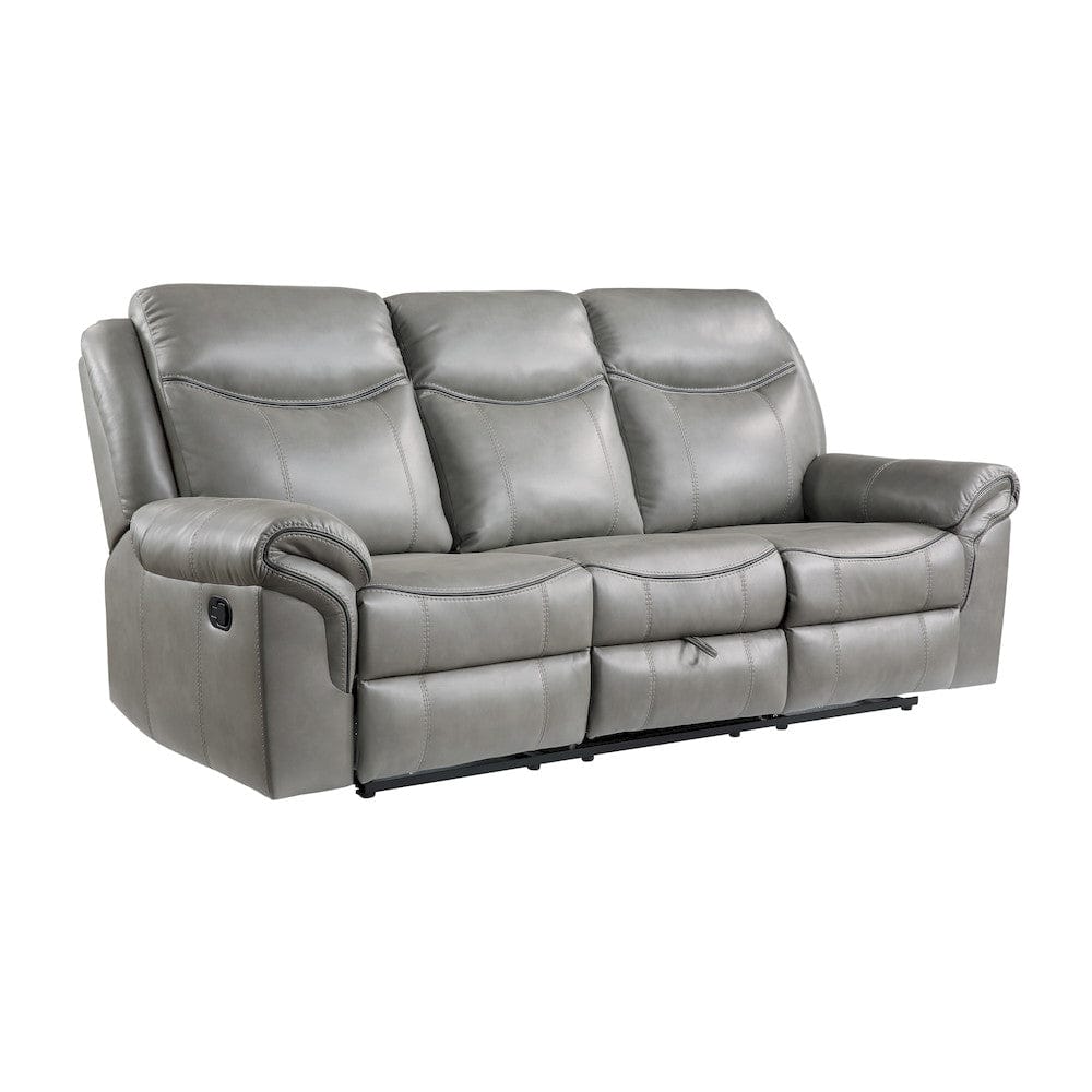 Homelegance  - Aram Double Reclining Sofa W/ Center Drop-Down Cup Holders, Receptacles, Hidden Drawer and USB Ports in Gray - 8206GRY-3  view 5