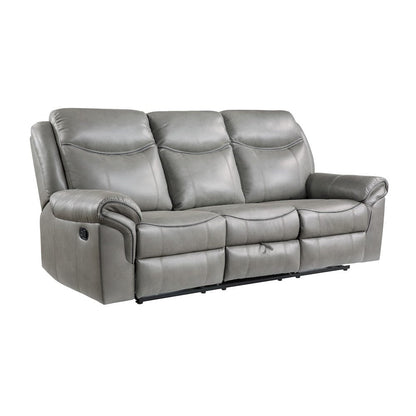 Homelegance  - Aram Double Reclining Sofa W/ Center Drop-Down Cup Holders, Receptacles, Hidden Drawer and USB Ports in Gray - 8206GRY-3  view 5