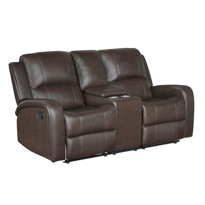 Homelegance  - Austin Double Reclining Love Seat W/ Center Console in Brown - 9735BRW-2  view 1