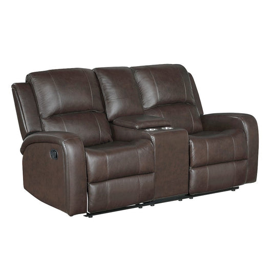 Homelegance  - Austin Double Reclining Love Seat W/ Center Console in Brown - 9735BRW-2  view 1
