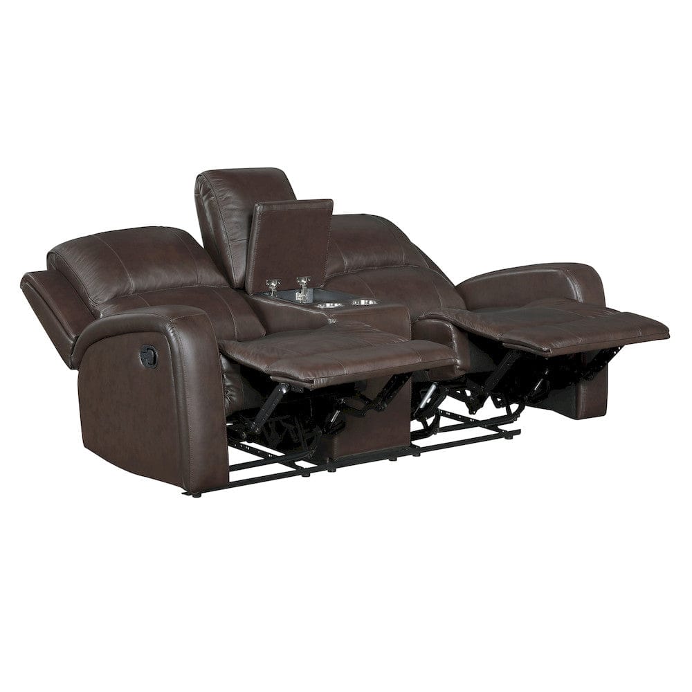 Homelegance  - Austin Double Reclining Love Seat W/ Center Console in Brown - 9735BRW-2  view 3