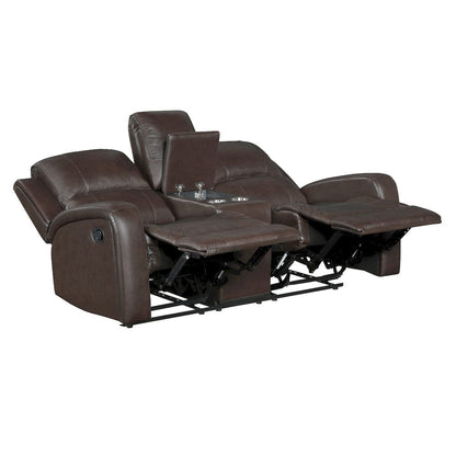 Homelegance  - Austin Double Reclining Love Seat W/ Center Console in Brown - 9735BRW-2  view 3