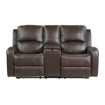 Homelegance  - Austin Double Reclining Love Seat W/ Center Console in Brown - 9735BRW-2  view 7